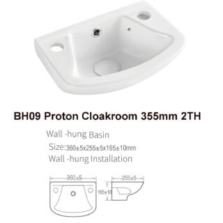 Kartell Proton Wall Hung Cloakroom Basin - 360mm Wide - Neutral White - Image 3