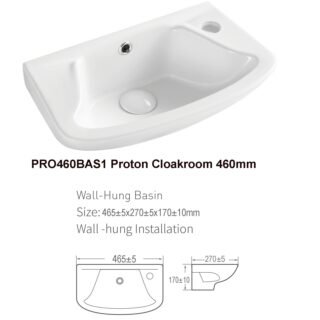 Kartell Proton Wall Hung Cloakroom Basin - 460mm Wide - Neutral White - Image 2