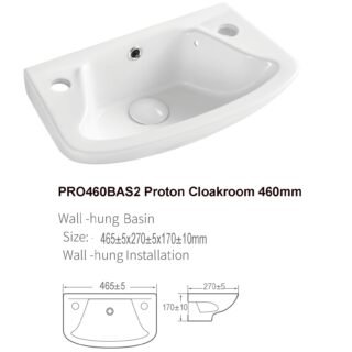 Kartell Proton Wall Hung Cloakroom Basin - 460mm Wide - Neutral White - Image 3