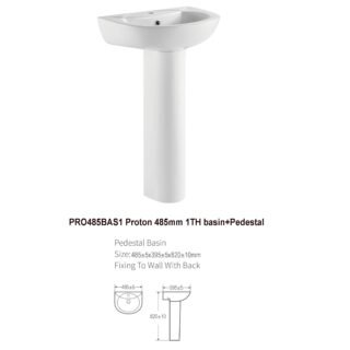Kartell Proton Basin With Full Pedestal - 485mm Wide - 1 TH - Neutral White - Image 2