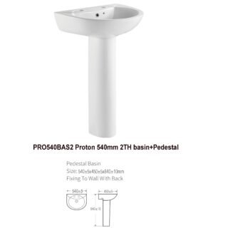 Kartell Proton Basin With Semi Pedestal - 540mm Wide - Neutral White - Image 2