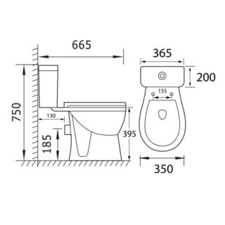 Kartell Proton Rimless Close Coupled Toilet With Cistern And Soft Close Seat - Gloss White - Image 2