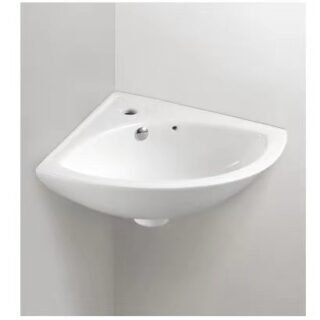 Kartell Proton Wall Hung Corner Basin - 520mm Wide - Neutral White - Image 2