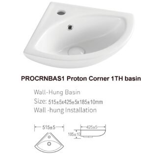 Kartell Proton Wall Hung Corner Basin - 520mm Wide - Neutral White - Image 3