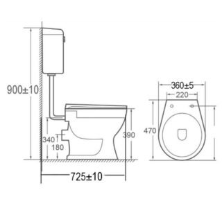 Kartell Proton Low Level Toilet With Bottom Feed Cistern And Soft Close Seat - Gloss White - Image 2