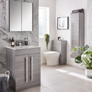 Kartell Purity 2 Door Floor Standing Vanity Unit With Slim Basin - 800mm Wide - 1 TH - Image 2