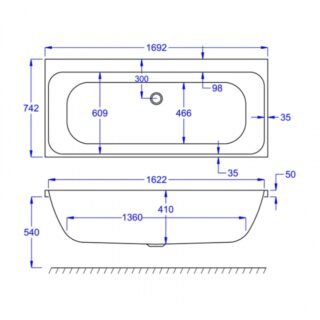 Kartell Refine Double Ended Bath With Legs - No TH - Gloss White - Image 4