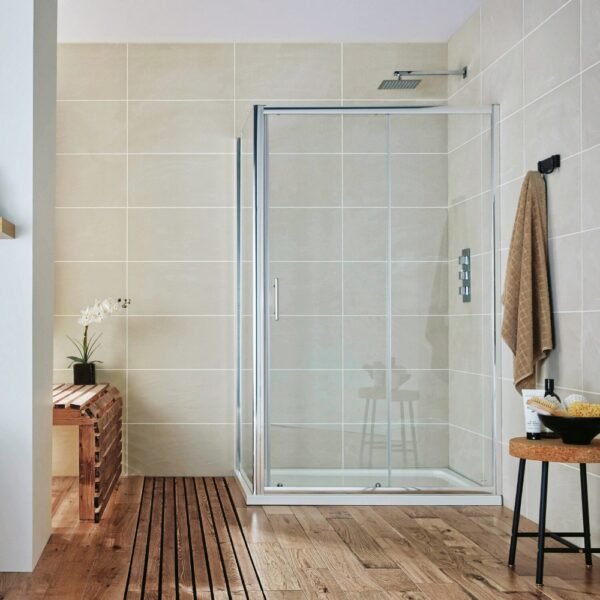 Scudo S6 6mm Sliding Shower Door With Side Panel - Chrome