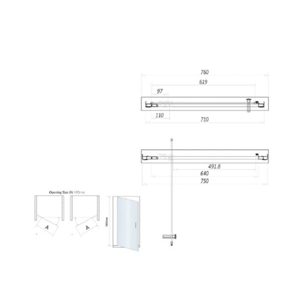 Scudo S6 6mm Pivot Shower Door With Side Panel - Chrome - Image 5