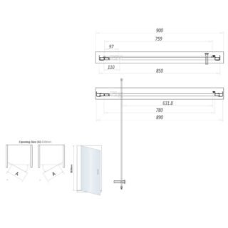 Scudo S6 6mm Pivot Shower Door With Side Panel - Chrome - Image 7