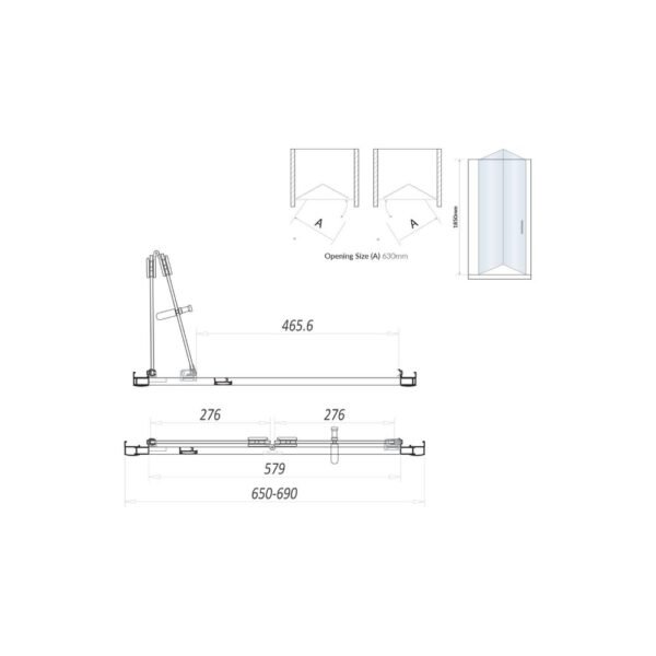 Scudo S6 Semi Frameless Bifold Shower Door With Side Panel - Chrome - Image 4