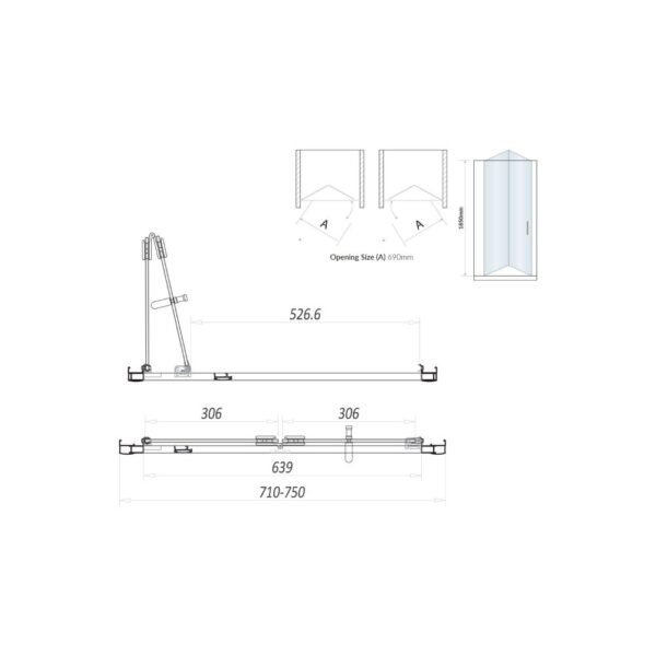 Scudo S6 Semi Frameless Bifold Shower Door With Side Panel - Chrome - Image 5