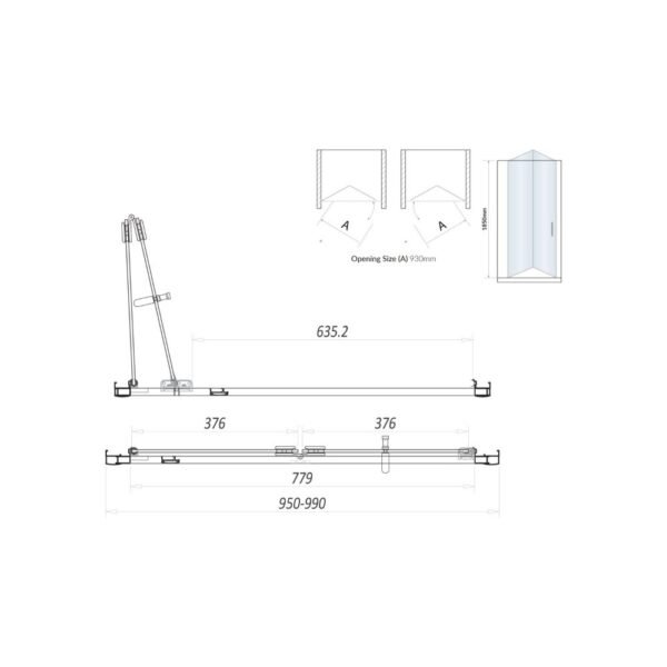Scudo S6 Semi Frameless Bifold Shower Door With Side Panel - Chrome - Image 8