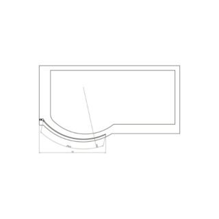 Scudo P Shape 6mm Glass Bath Screen - 1400mm x 800mm - Image 2