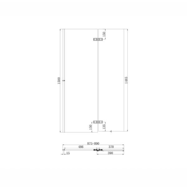 Scudo Pivot Bath Screen With Fixed Panel - 900mm Wide - Image 2