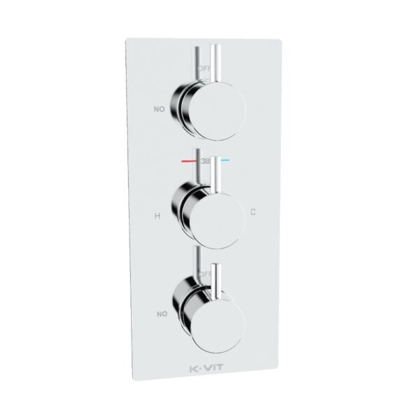 Kartell Plan 2 Outlet 3 Handle Thermostatic Concealed Shower Valve - Chrome