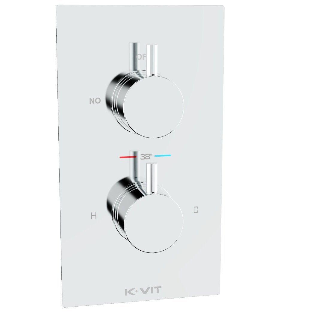 Kartell Plan 1 Outlet 2 Handle Thermostatic Concealed Shower Valve - Chrome