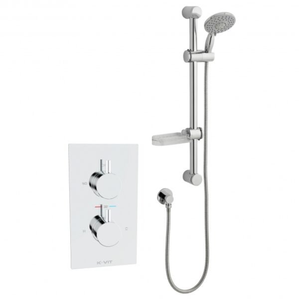 Kartell Plan 1 Outlet 2 Handle Thermostatic Concealed Shower Valve With Adjustable Slide Rail Kit - Chrome