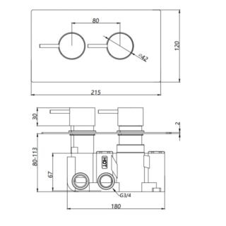 Kartell Plan 2 Outlet 2 Handle Thermostatic Concealed Shower Valve With Diverter - Chrome - Image 2