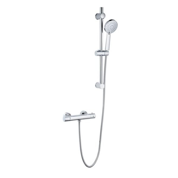 Kartell Plan 1 Outlet Thermostatic Exposed Shower Valve With Shower Handset, Hose and Slide Rail - Chrome