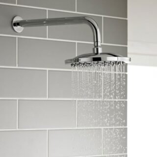 Kartell Plan 1 Outlet Round Push Button Thermostatic Concealed Shower Valve With Fixed Shower Head And Arm - Chrome - Image 2