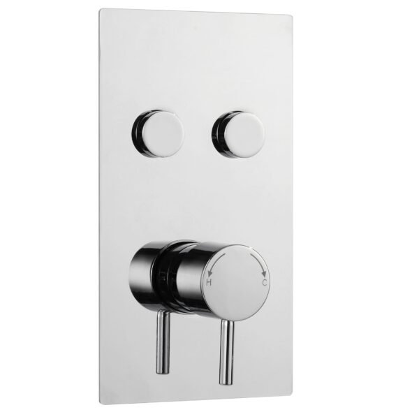 Kartell Plan 2 Outlet Round Push Button Thermostatic Concealed Shower Valve - Chrome