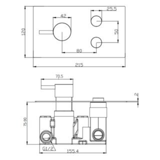 Kartell Plan 2 Outlet Round Push Button Thermostatic Concealed Shower Valve - Chrome - Image 2