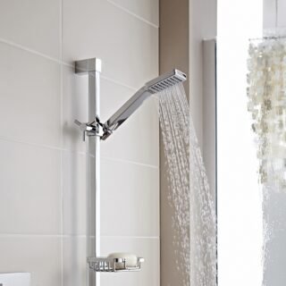 Kartell Element 1 Outlet 2 Handle Thermostatic Concealed Shower Valve With Slide Rail Kit And Outlet Elbow - Chrome - Image 2
