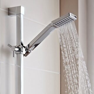 Kartell Element 1 Outlet 2 Handle Thermostatic Concealed Shower Valve With Slide Rail Kit And Outlet Elbow - Chrome - Image 3