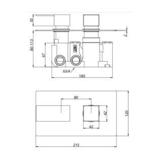 Kartell Element 2 Outlet 2 Handle Thermostatic Concealed Shower Valve - Chrome - Image 2