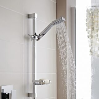 Kartell Element 2 Outlet 2 Handle Thermostatic Concealed Shower Valve With Fixed Shower Head And Arm, Outlet Elbow, Slide Rail Kit - Chrome - Image 2
