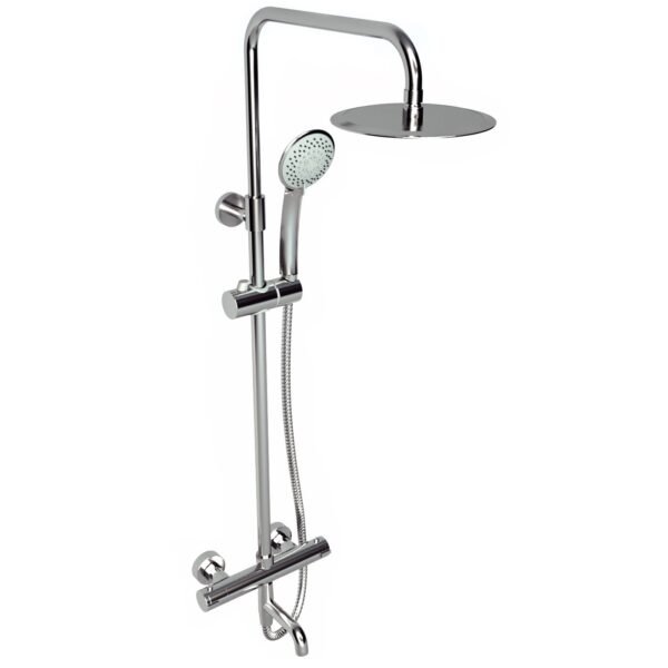 Kartell Plan 3 Outlet Thermostatic Exposed Shower Valve With Fixed Head, Bath Filler Spout And Handset - Chrome