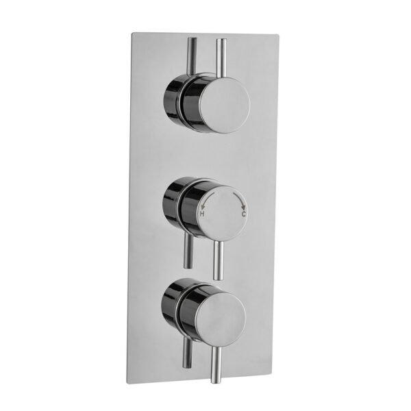 Kartell Plan 3 Outlet 3 Handle Thermostatic Concealed Shower Valve - Chrome