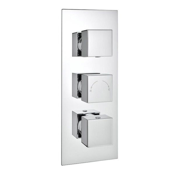 Kartell Pure 3 Outlet 3 Handle Thermostatic Concealed Shower Valve - Chrome