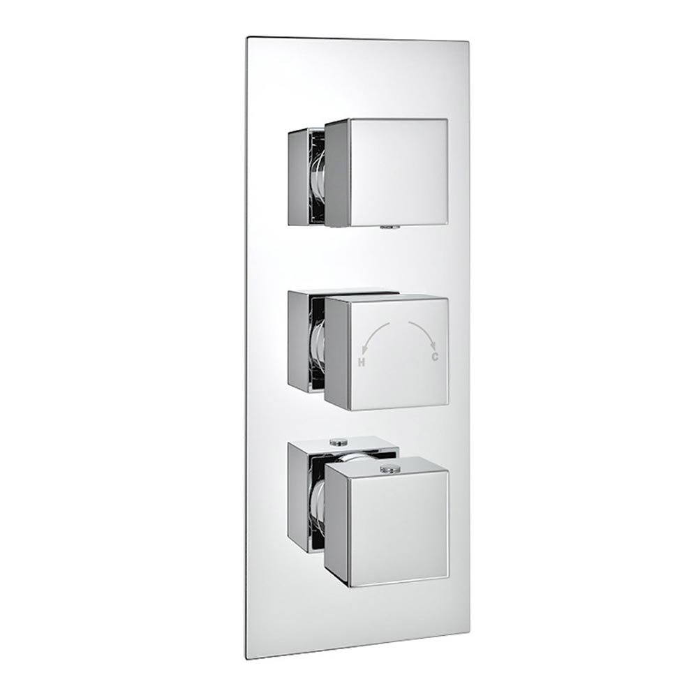 Kartell Pure 2 Outlet 3 Handle Thermostatic Concealed Shower Valve - Chrome