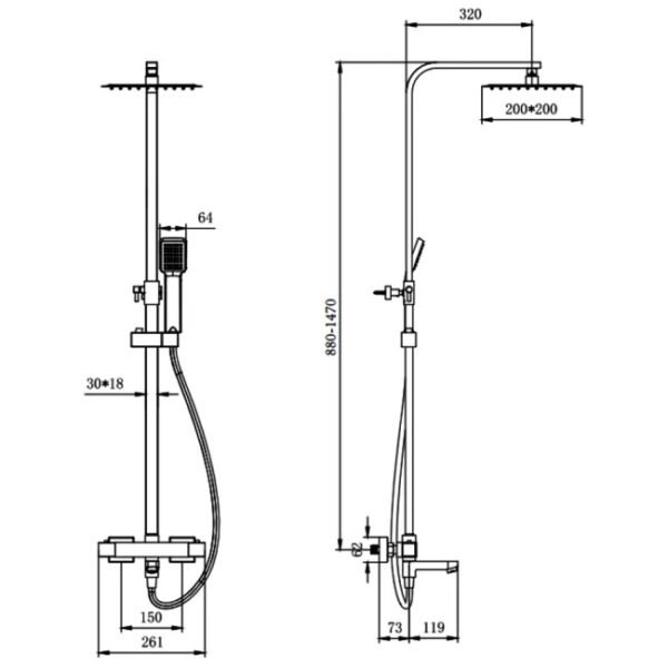 Kartell Pure 3 Outlet Thermostatic Exposed Shower Valve With Shower Kit - Chrome - Image 2