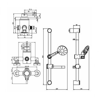 Kartell Plan 1 Outlet Thermostatic Exposed Shower Valve With Adjustable Slide Rail Kit - Chrome - Image 2