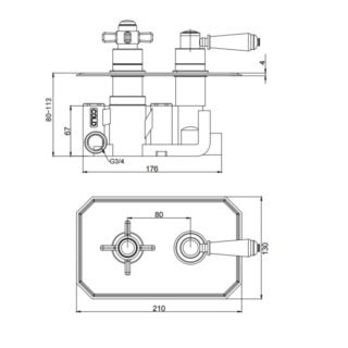 Kartell Klassique 1 Oultlet 2 Handle Thermostatic Concealed Shower Valve - Chrome - Image 2
