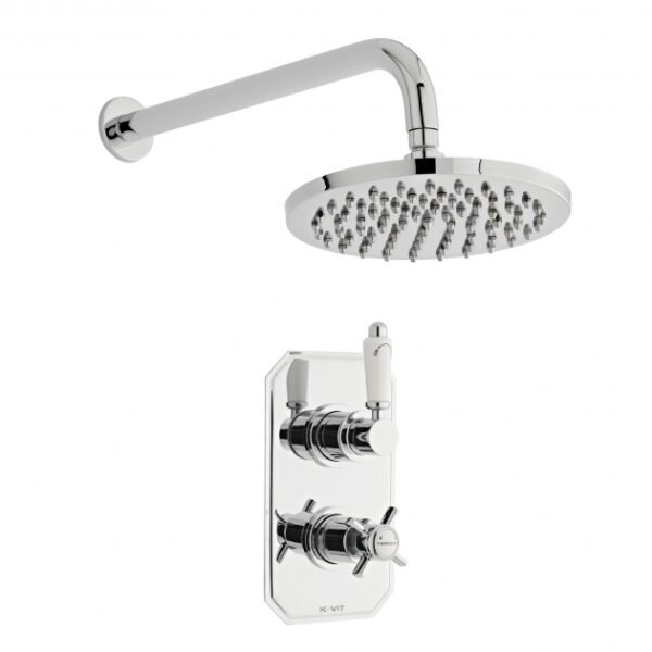 Kartell Klassique 1 Oultlet 2 Handle Thermostatic Concealed Shower Valve With Fixed Shower Head And Arm - Chrome