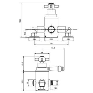 Kartell Klassique 1 Oultlet 2 Handle Thermostatic Exposed Shower Valve - Chrome - Image 2