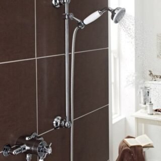 Kartell Klassique 1 Oultlet 2 Handle Thermostatic Exposed Shower Valve With Adjustable Slide Rail Kit - Chrome - Image 2