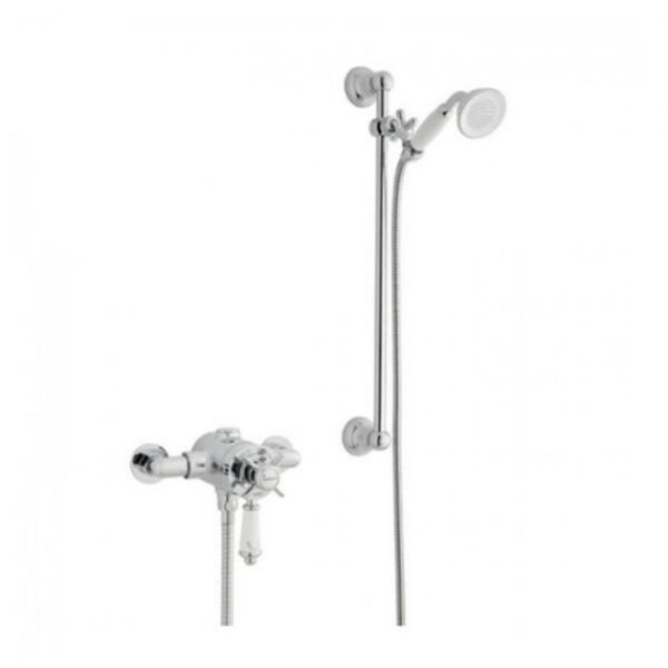 Kartell Klassique 1 Oultlet 2 Handle Thermostatic Exposed Shower Valve With Adjustable Slide Rail Kit - Chrome