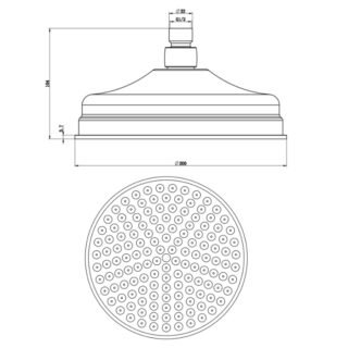 Kartell Traditional Stainless Round Shower Head - 200mm x 200mm - Chrome - Image 2