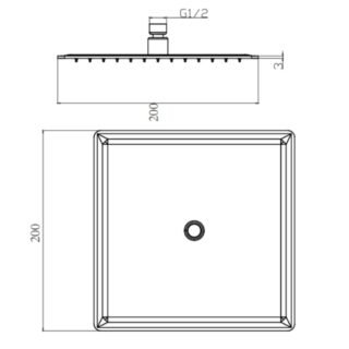 Kartell Square Wall Mounted Shower Head - Chrome - Image 2