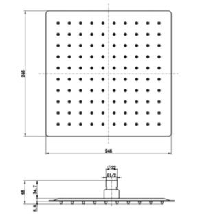 Kartell Square Wall Mounted Shower Head - Chrome - Image 3