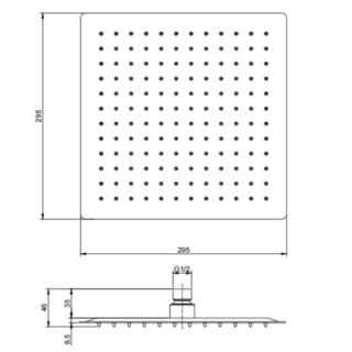 Kartell Square Wall Mounted Shower Head - Chrome - Image 4