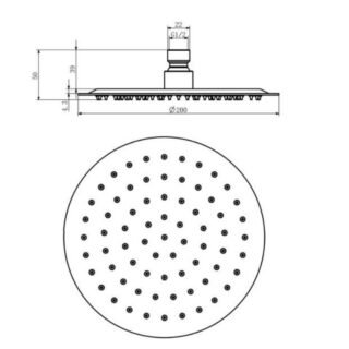 Kartell Round Wall Mounted Shower Head - Chrome - Image 2