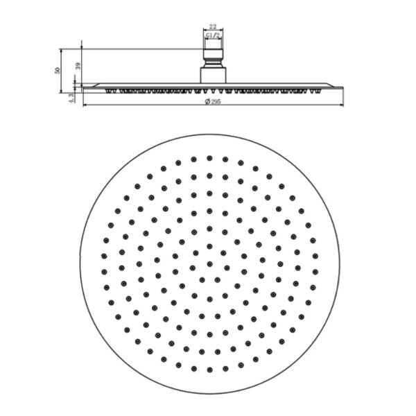 Kartell Round Wall Mounted Shower Head - Chrome - Image 4