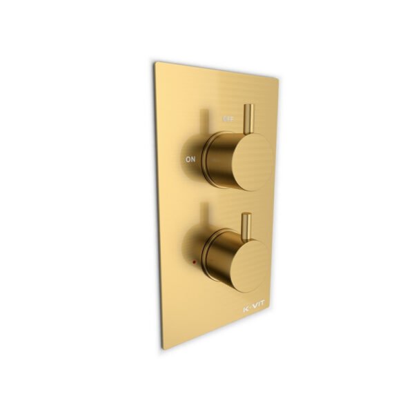 Kartell Ottone 2 Outlet 2 Handle Thermostatic Concealed Shower Valve With Diverter - Brushed Brass