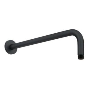 Kartell Nero Round Wall Mounted Shower Arm - 440mm Long - Matt Black